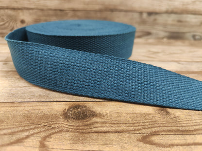 Steel Blue Cotton Basket Weave Webbing 30mm
