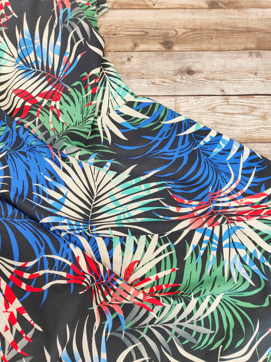 Blue Palm Leaves Viscose 1.20m